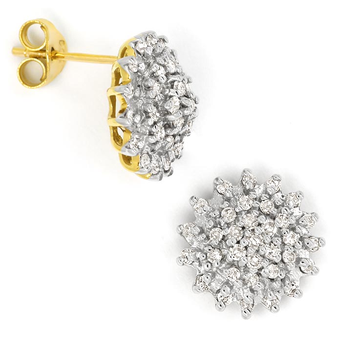Foto 1 - Dekorative Diamantohrstecker mit 66 Diamanten, 14K Gold, R7770